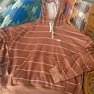 Billabong Tan Hoodie with White and Red Stripes